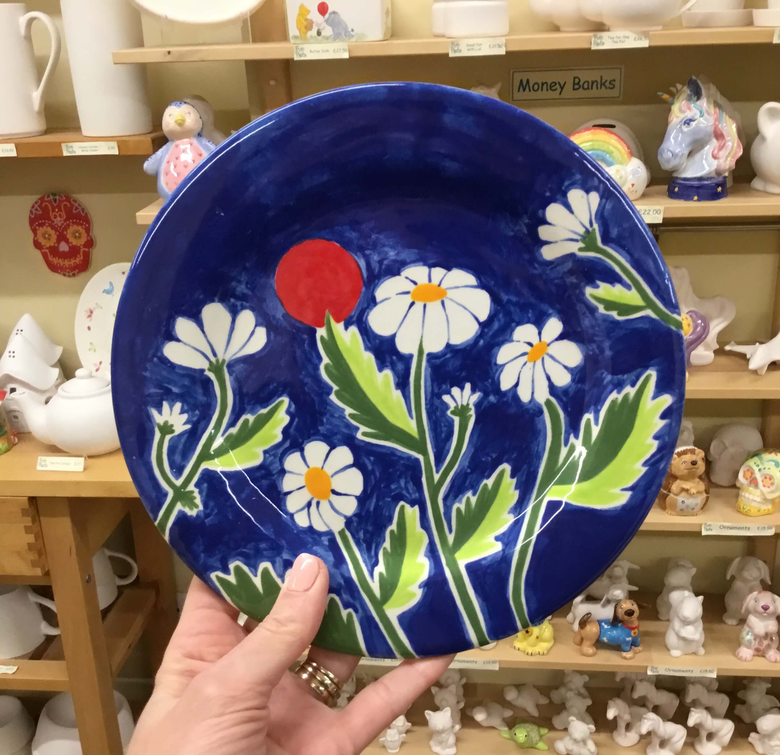 Rim Salad Plate - daisies