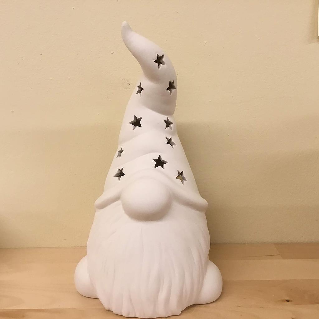Tall Hatted Gnome Lantern (22.2cm H x 12.7cm)